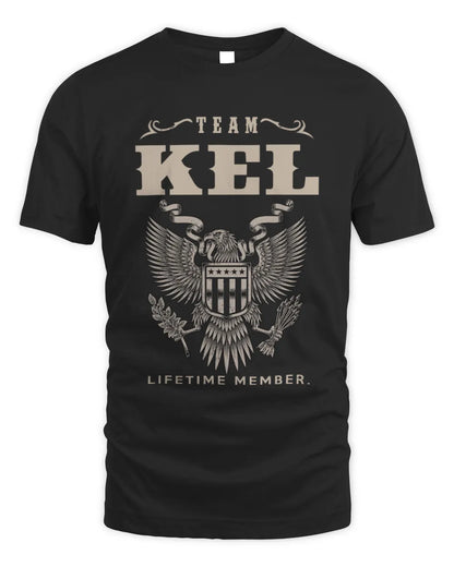 KEL TP06-K82 – Personalized Classic Style Apparel “Team NAME Lifetime Member” - Unisex Standard T-Shirt - Black