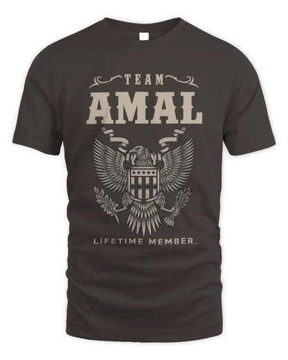 AMAL TP06-K82 – Personalized Classic Style Apparel “Team NAME Lifetime Member” - Unisex Standard T-Shirt - Dark Chocolate
