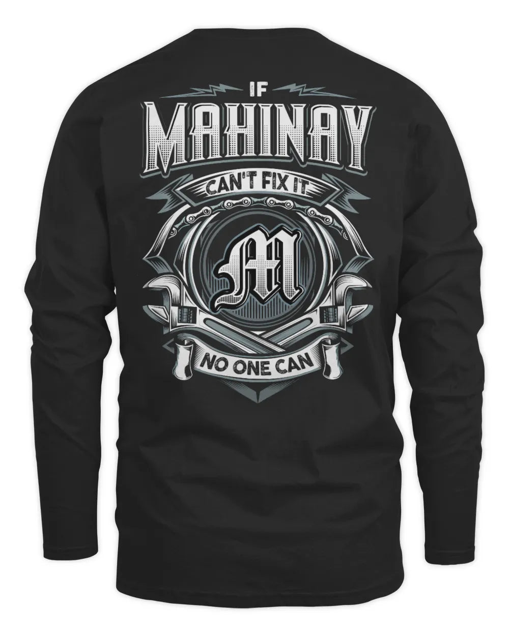 MAHINAY AP81-K4-626 - Personalized Ahmed Quote Apparel “If Ahmed Can't Fix It, No One Can” - Men's Long Sleeved T-Shirt - Black