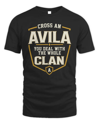 AVILA NT1-K008 Cross A/An NAME, You Deal With the Whole Clan | Personalized Vintage T-Shirt - Unisex Standard T-Shirt - Black