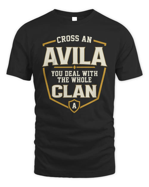 AVILA NT1-K008 Cross A/An NAME, You Deal With the Whole Clan | Personalized Vintage T-Shirt - Unisex Standard T-Shirt - Black