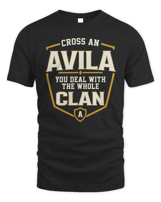 AVILA NT1-K008 Cross A/An NAME, You Deal With the Whole Clan | Personalized Vintage T-Shirt - Unisex Standard T-Shirt - Black