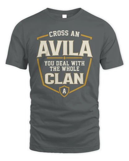 AVILA NT1-K008 Cross A/An NAME, You Deal With the Whole Clan | Personalized Vintage T-Shirt - Unisex Standard T-Shirt - Charcoal