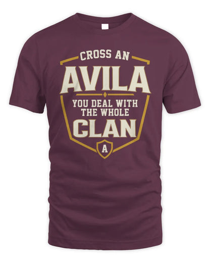 AVILA NT1-K008 Cross A/An NAME, You Deal With the Whole Clan | Personalized Vintage T-Shirt - Unisex Standard T-Shirt - Maroon