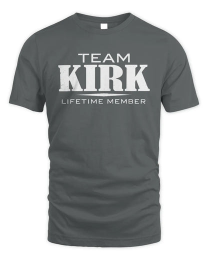 KIRK BL62-K4-128 - Personalized “Team NAME Lifetime Member” - Unisex Standard T-Shirt - Charcoal