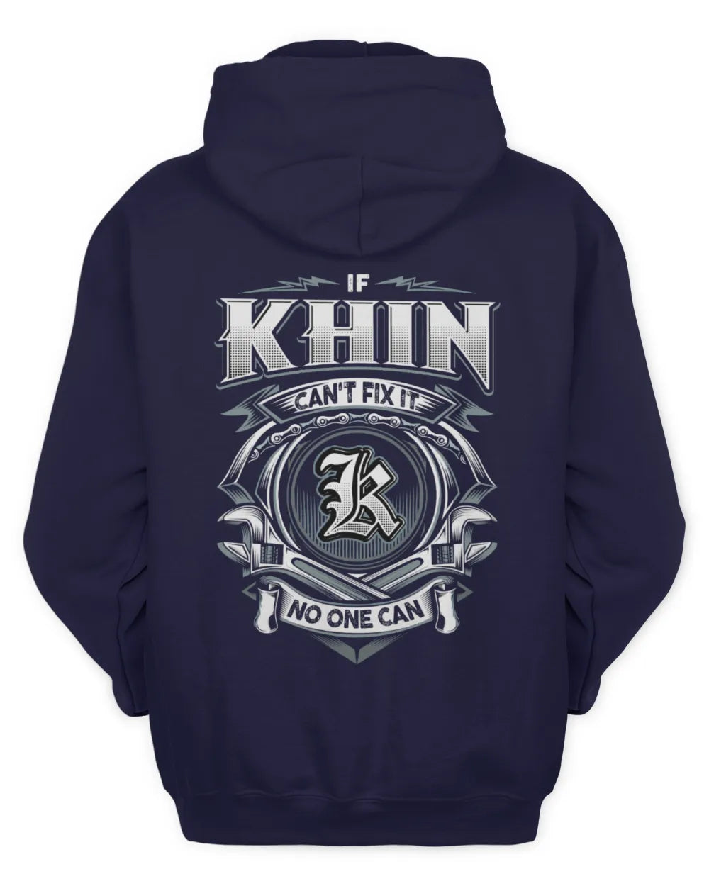 KHIN AP81-K4-626 - Personalized Ahmed Quote Apparel “If Ahmed Can't Fix It, No One Can” - Unisex Hoodie - Navy