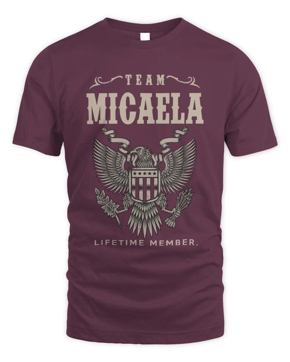 MICAELA TP06-K82 – Personalized Classic Style Apparel “Team NAME Lifetime Member” - Unisex Standard T-Shirt - Maroon