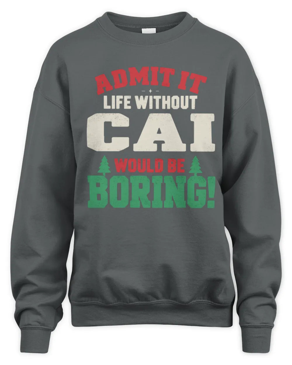 CAI P5 TH08 Christmas T-Shirt – “Life Without NAME Would Be Boring” - Unisex Sweatshirt - Charcoal