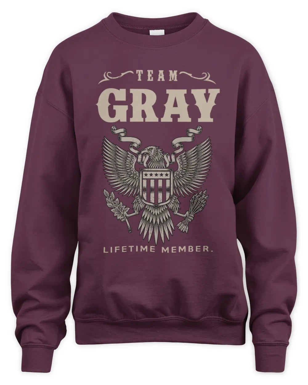 GRAY TP06-K82 – Personalized Classic Style Apparel “Team NAME Lifetime Member” - Unisex Sweatshirt - Maroon
