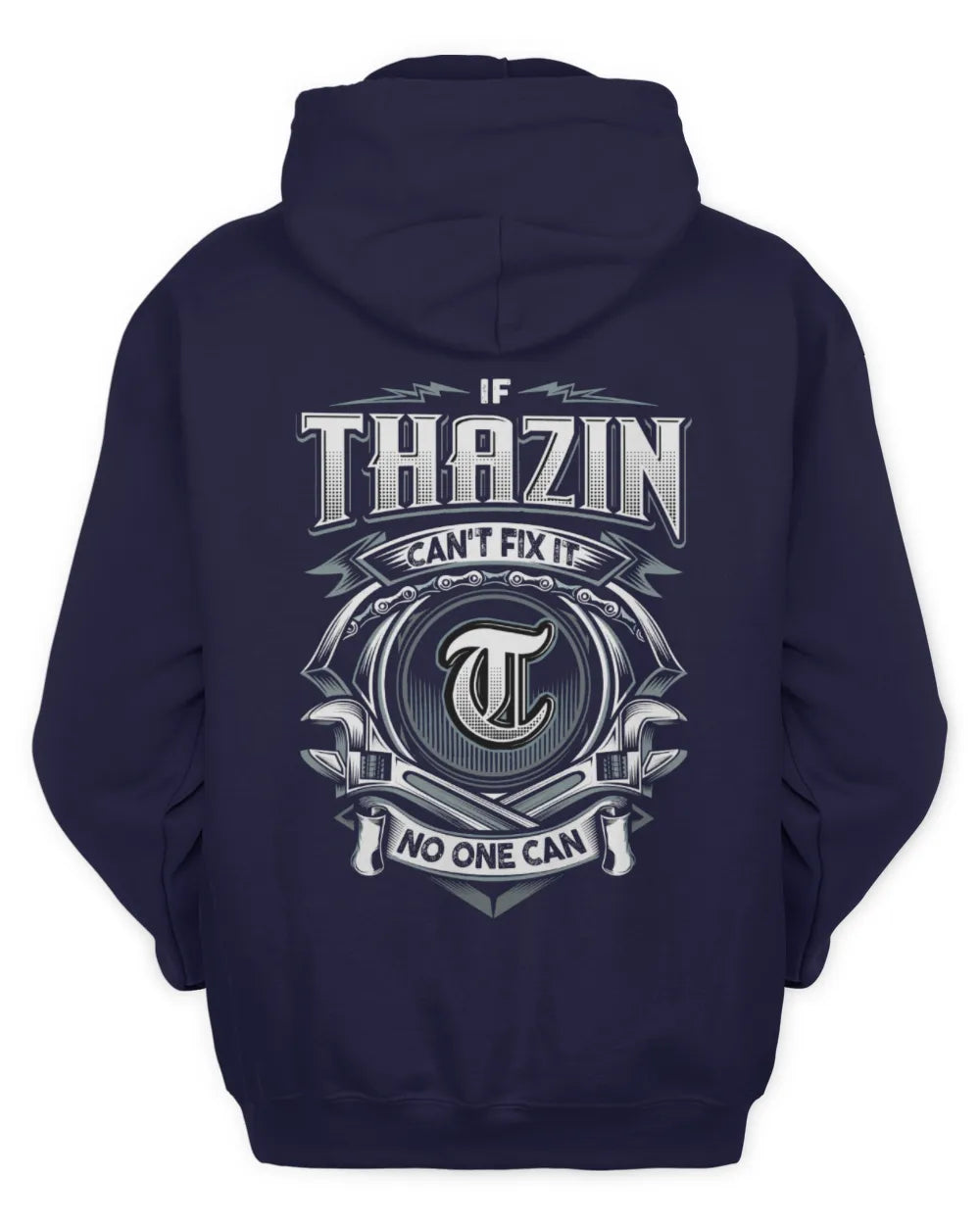 THAZIN AP81-K4-626 - Personalized Ahmed Quote Apparel “If Ahmed Can't Fix It, No One Can” - Unisex Hoodie - Navy