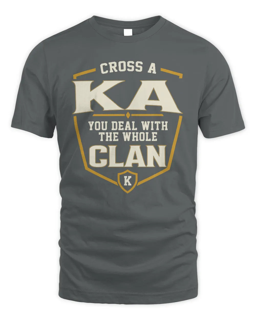 KA NT1-K008 Cross A/An NAME, You Deal With the Whole Clan | Personalized Vintage T-Shirt - Unisex Standard T-Shirt - Charcoal