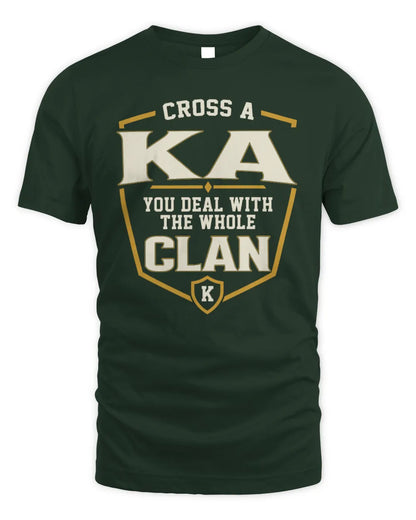 KA NT1-K008 Cross A/An NAME, You Deal With the Whole Clan | Personalized Vintage T-Shirt - Unisex Standard T-Shirt - Forest Green