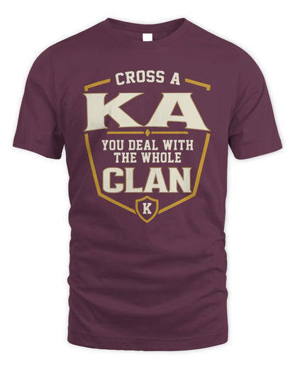 KA NT1-K008 Cross A/An NAME, You Deal With the Whole Clan | Personalized Vintage T-Shirt - Unisex Standard T-Shirt - Maroon