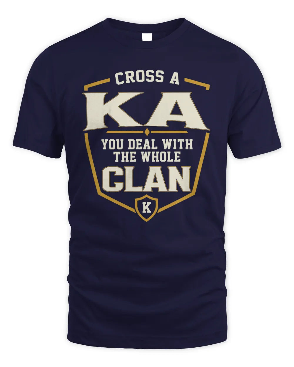 KA NT1-K008 Cross A/An NAME, You Deal With the Whole Clan | Personalized Vintage T-Shirt - Unisex Standard T-Shirt - Navy