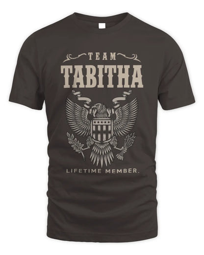 TABITHA TP06-K82 – Personalized Classic Style Apparel “Team NAME Lifetime Member” - Unisex Standard T-Shirt - Dark Chocolate