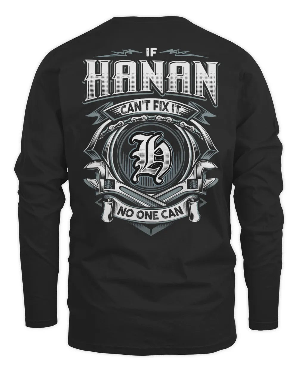 HANAN AP81-K4-626 - Personalized Ahmed Quote Apparel “If Ahmed Can't Fix It, No One Can” - Men's Long Sleeved T-Shirt - Black