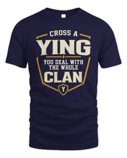 YING NT1-K008 Cross A/An NAME, You Deal With the Whole Clan | Personalized Vintage T-Shirt - Unisex Standard T-Shirt - Navy