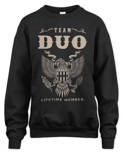 DUO TP06-K82 – Personalized Classic Style Apparel “Team NAME Lifetime Member” - Unisex Sweatshirt - Black