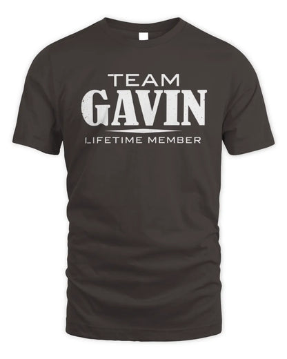 GAVIN BL62-K4-128 - Personalized “Team NAME Lifetime Member” - Unisex Standard T-Shirt - Dark Chocolate