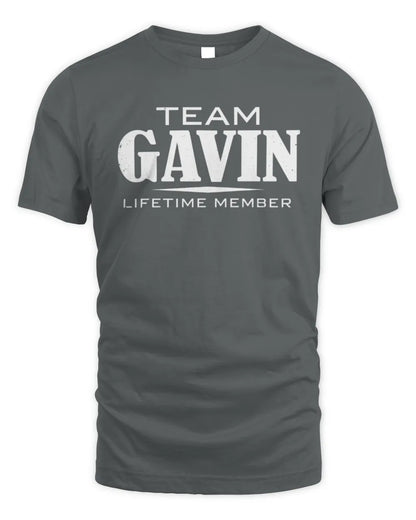 GAVIN BL62-K4-128 - Personalized “Team NAME Lifetime Member” - Unisex Standard T-Shirt - Charcoal