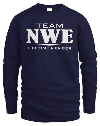 NWE BL62-K4-128 - Personalized “Team NAME Lifetime Member” - Men's Long Sleeved T-Shirt - Navy