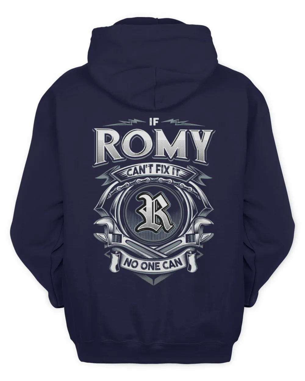ROMY AP81-K4-626 - Personalized Ahmed Quote Apparel “If Ahmed Can't Fix It, No One Can” - Unisex Hoodie - Navy
