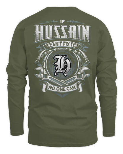 HUSSAIN AP81-K4-626 - Personalized Ahmed Quote Apparel “If Ahmed Can't Fix It, No One Can” - Men's Long Sleeved T-Shirt - Military Green