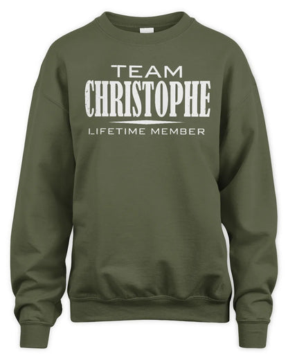 CHRISTOPHE BL62-K4-128 - Personalized “Team NAME Lifetime Member” - Unisex Sweatshirt - Military Green