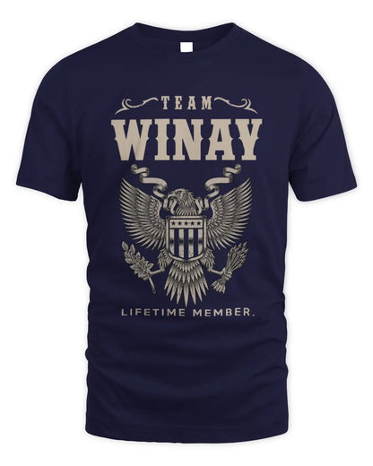 WINAY TP06-K82 – Personalized Classic Style Apparel “Team NAME Lifetime Member” - Unisex Standard T-Shirt - Navy