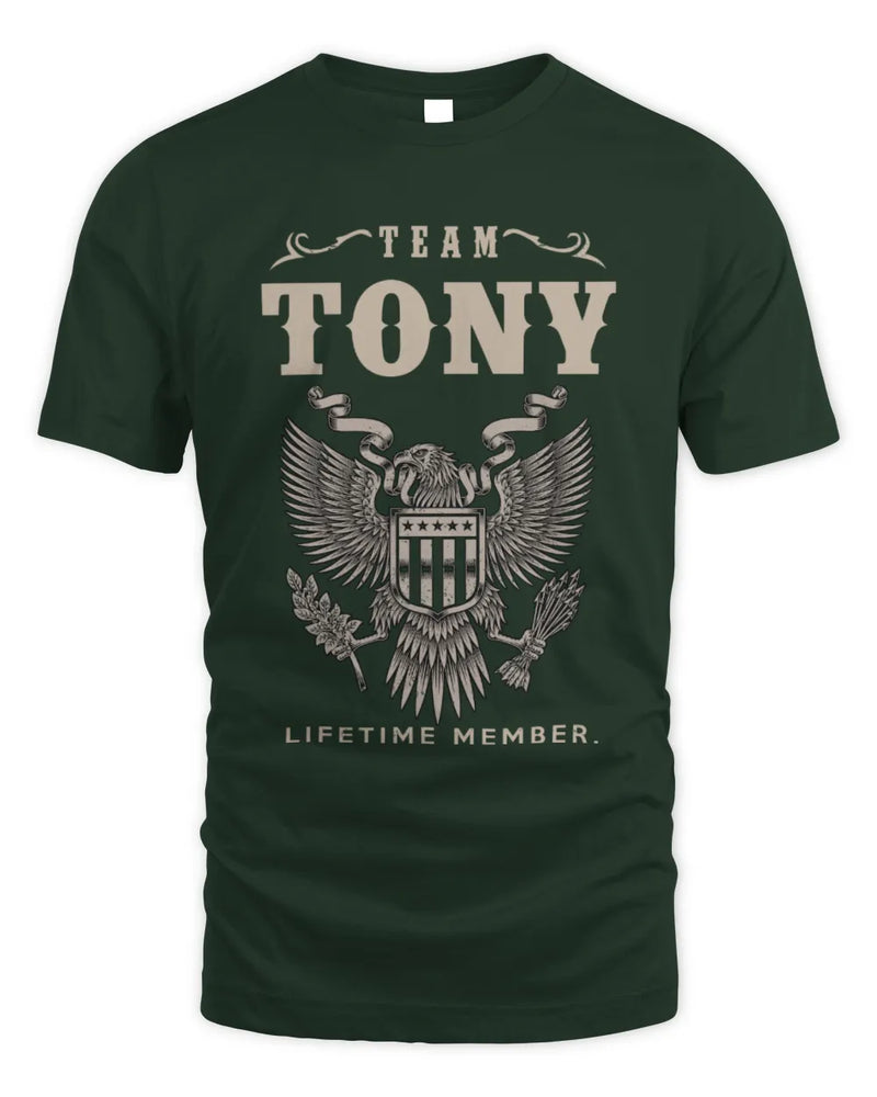 TONY TP06-K82 – Personalized Classic Style Apparel “Team NAME Lifetime Member” - Unisex Standard T-Shirt - Forest Green