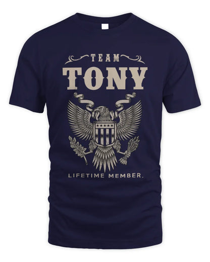 TONY TP06-K82 – Personalized Classic Style Apparel “Team NAME Lifetime Member” - Unisex Standard T-Shirt - Navy