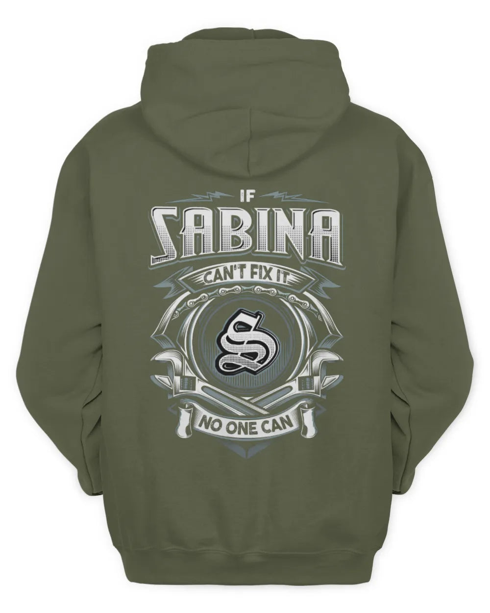 SABINA AP81-K4-626 - Personalized Ahmed Quote Apparel “If Ahmed Can't Fix It, No One Can” - Unisex Hoodie - Military Green