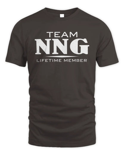 NNG BL62-K4-128 - Personalized “Team NAME Lifetime Member” - Unisex Standard T-Shirt - Dark Chocolate