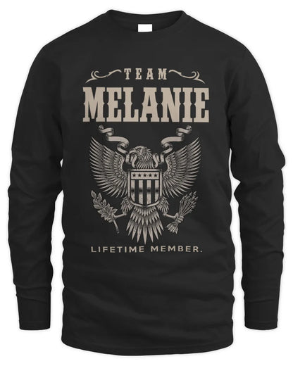 MELANIE TP06-K82 – Personalized Classic Style Apparel “Team NAME Lifetime Member” - Men's Long Sleeved T-Shirt - Black