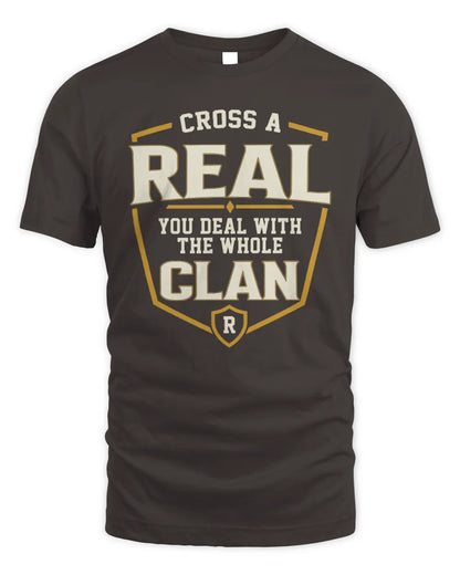 REAL NT1-K008 Cross A/An NAME, You Deal With the Whole Clan | Personalized Vintage T-Shirt - Unisex Standard T-Shirt - Dark Chocolate