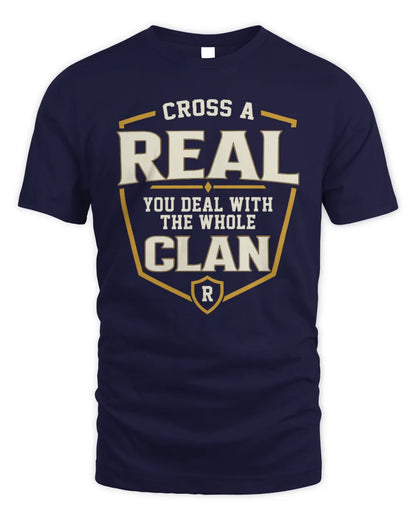 REAL NT1-K008 Cross A/An NAME, You Deal With the Whole Clan | Personalized Vintage T-Shirt - Unisex Standard T-Shirt - Navy