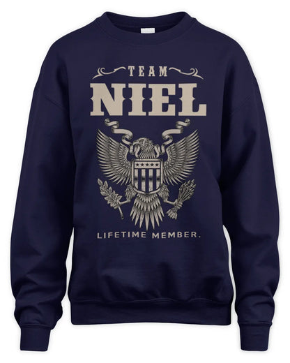 NIEL TP06-K82 – Personalized Classic Style Apparel “Team NAME Lifetime Member” - Unisex Sweatshirt - Navy