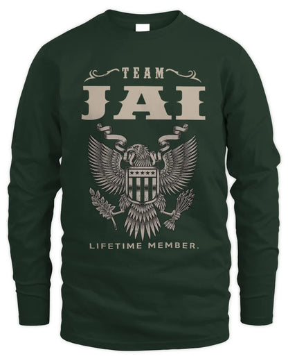 JAI TP06-K82 – Personalized Classic Style Apparel “Team NAME Lifetime Member” - Men's Long Sleeved T-Shirt - Forest Green