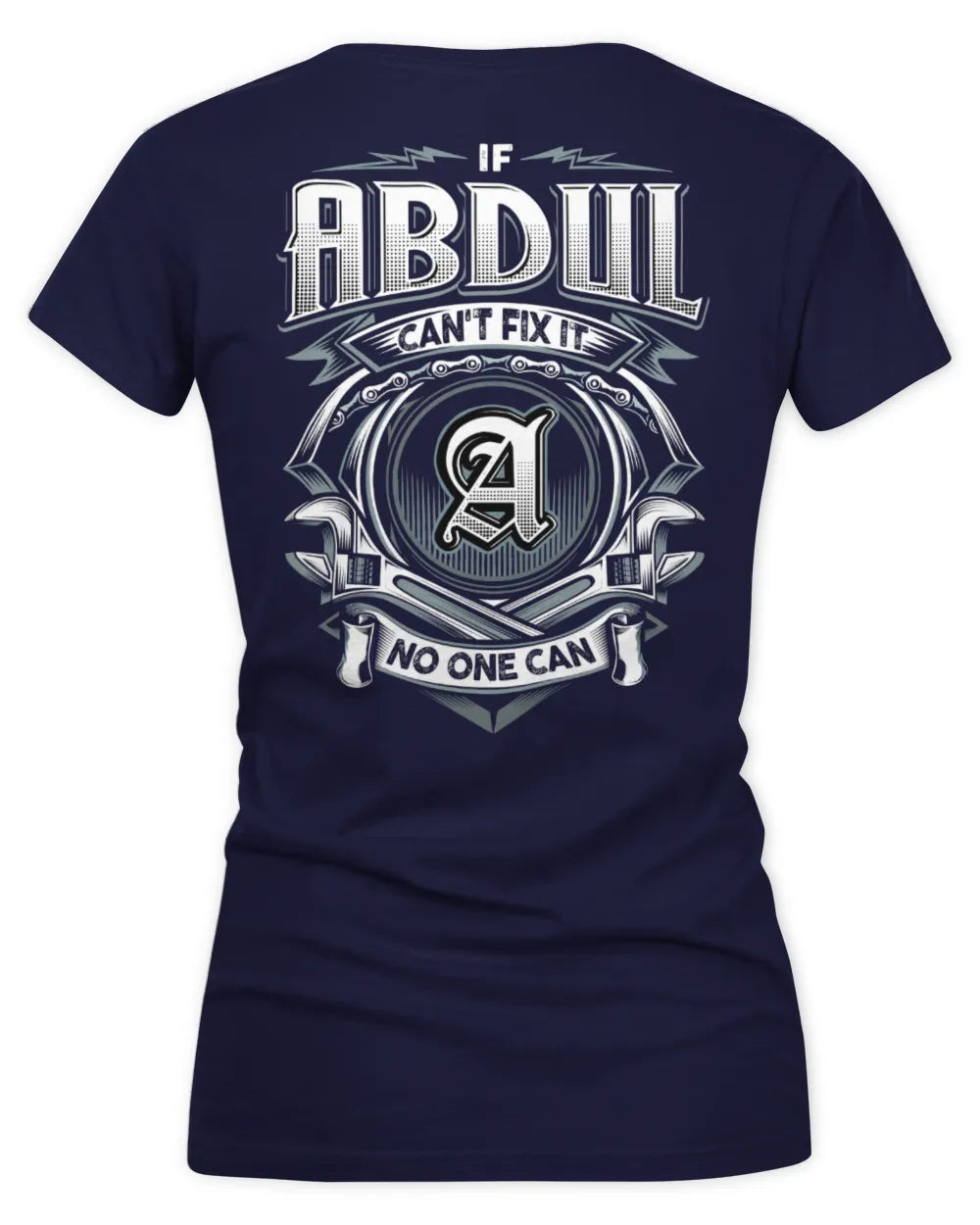 ABDUL AP81-K4-626 - Personalized Ahmed Quote Apparel “If Ahmed Can't Fix It, No One Can” - Women's V-Neck T-Shirt - Navy