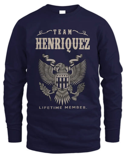 HENRIQUEZ TP06-K82 – Personalized Classic Style Apparel “Team NAME Lifetime Member” - Men's Long Sleeved T-Shirt - Navy