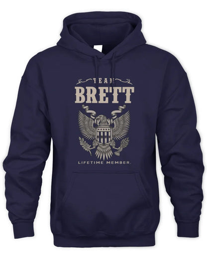 BRETT TP06-K82 – Personalized Classic Style Apparel “Team NAME Lifetime Member” - Unisex Hoodie - Navy