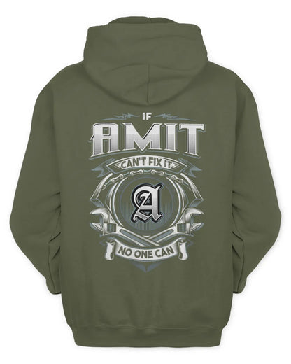 AMIT AP81-K4-626 - Personalized Ahmed Quote Apparel “If Ahmed Can't Fix It, No One Can” - Unisex Hoodie - Military Green