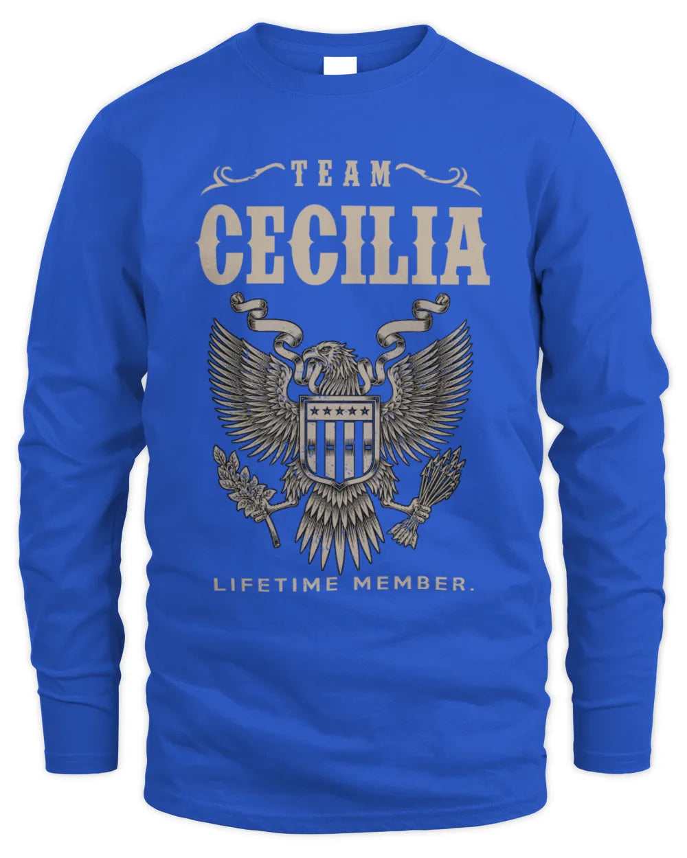 CECILIA TP06-K82 – Personalized Classic Style Apparel “Team NAME Lifetime Member” - Men's Long Sleeved T-Shirt - Royal
