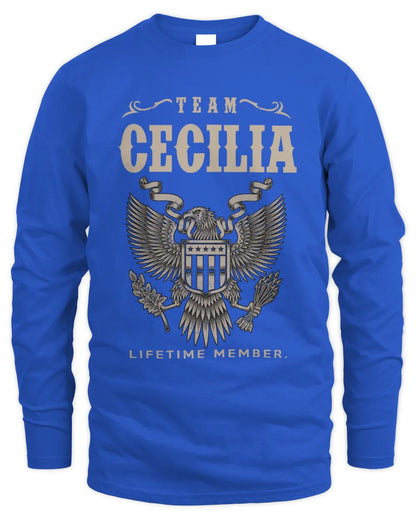 CECILIA TP06-K82 – Personalized Classic Style Apparel “Team NAME Lifetime Member” - Men's Long Sleeved T-Shirt - Royal
