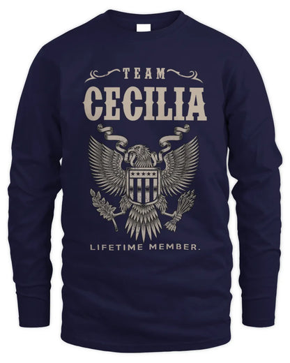 CECILIA TP06-K82 – Personalized Classic Style Apparel “Team NAME Lifetime Member” - Men's Long Sleeved T-Shirt - Navy
