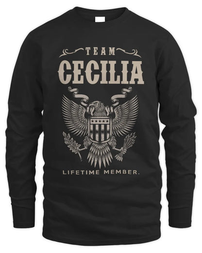 CECILIA TP06-K82 – Personalized Classic Style Apparel “Team NAME Lifetime Member” - Men's Long Sleeved T-Shirt - Black