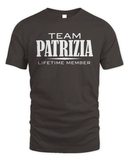 PATRIZIA BL62-K4-128 - Personalized “Team NAME Lifetime Member” - Unisex Standard T-Shirt - Dark Chocolate