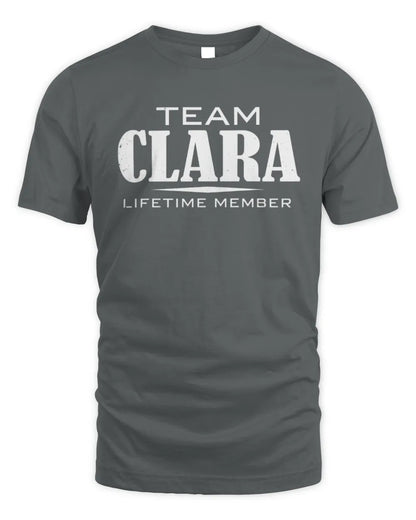 CLARA BL62-K4-128 - Personalized “Team NAME Lifetime Member” - Unisex Standard T-Shirt - Charcoal