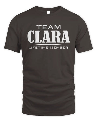 CLARA BL62-K4-128 - Personalized “Team NAME Lifetime Member” - Unisex Standard T-Shirt - Dark Chocolate