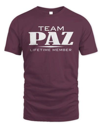 PAZ BL62-K4-128 - Personalized “Team NAME Lifetime Member” - Unisex Standard T-Shirt - Maroon